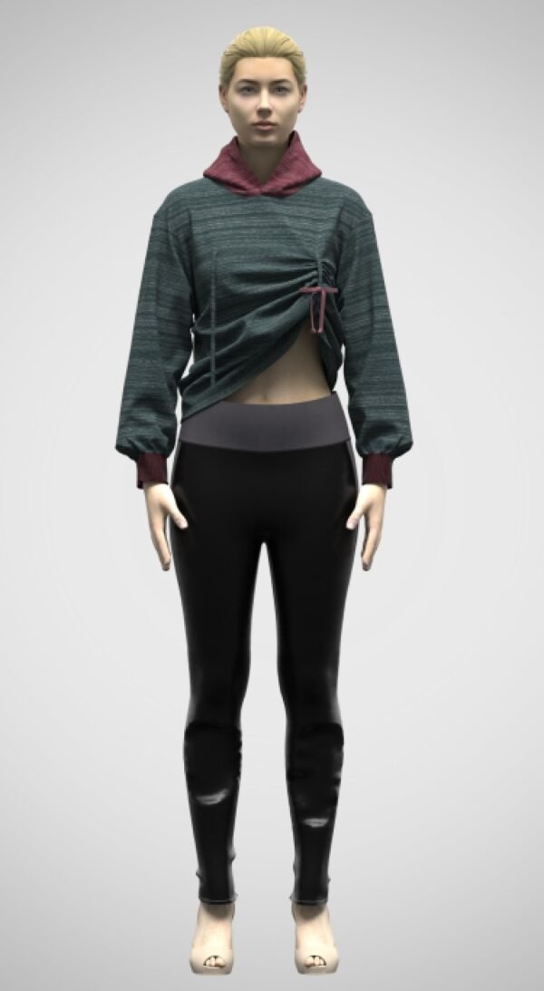 WOMENS CROPPED HOODIE 3D Clothing – Editable Fashion Garment for CLO3D & Marvelous Designer