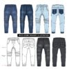 Boys Denim Trouser Vector illustration with detailed front and back flat sketches.