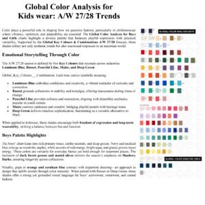 Global Color Analysis for Kids wear A/W 27/28 Trends
