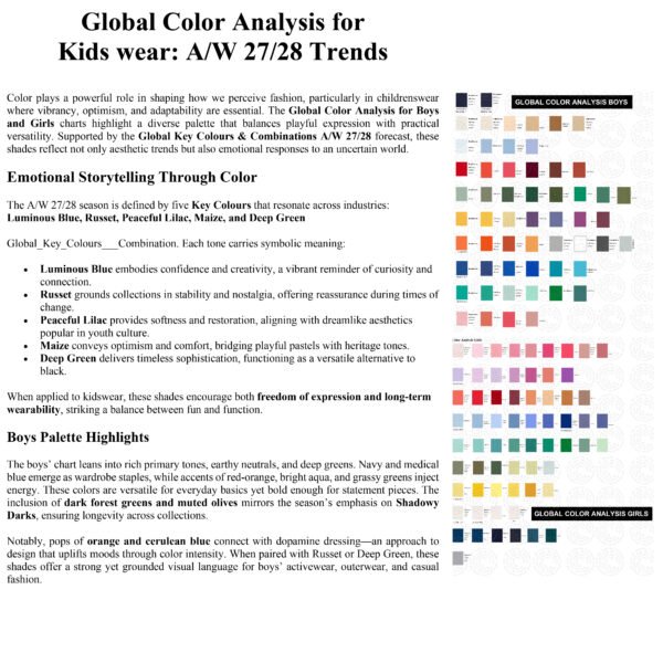 Global Color Analysis for Kids wear A/W 27/28 Trends
