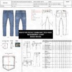 Mens Five Pocket Denim Pant Tech Pack with USA Measurement Chart | Fashion Production Template