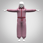 Download this rigged girls padded suit clothes 3D model, perfect for fashion designers, 3D artists, virtual fittings, and animation projects.