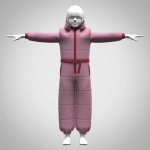 Download this rigged girls padded suit clothes 3D model, perfect for fashion designers, 3D artists, virtual fittings, and animation projects.
