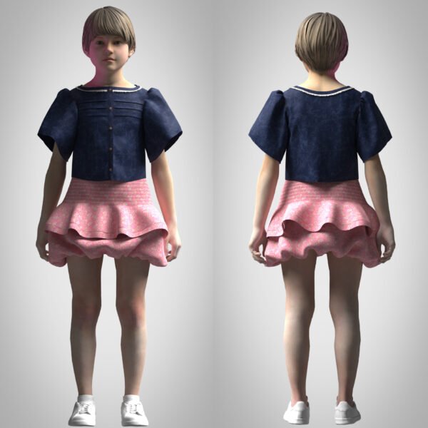 Girls Tops and Skirt 3D Clothing Model Exclusive collection