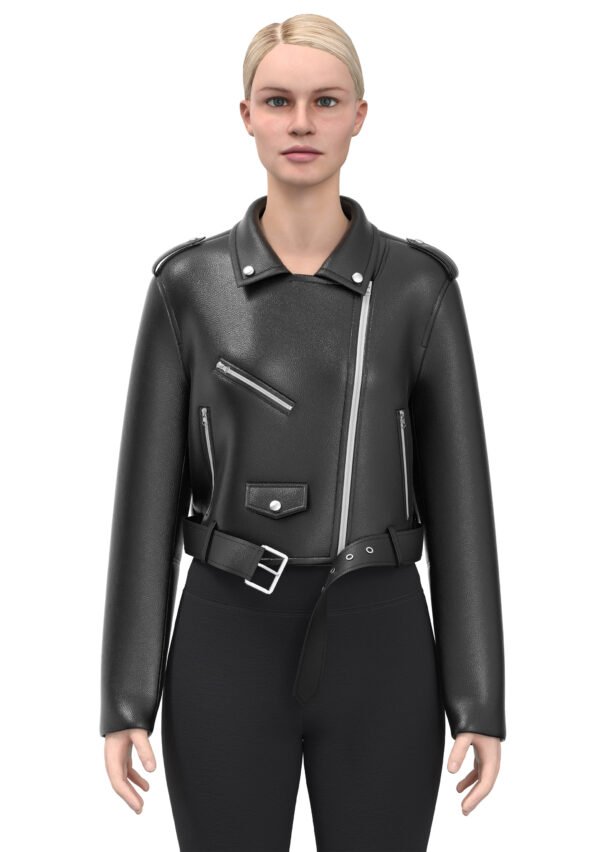 Ladies’ Biker Jacket 3D Clothing | Rigged Model | CLO 3D Compatible
