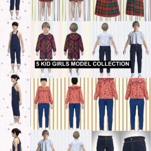 Girls’ Clothing Set 5 Styles – Complete 3D Clothing Collection