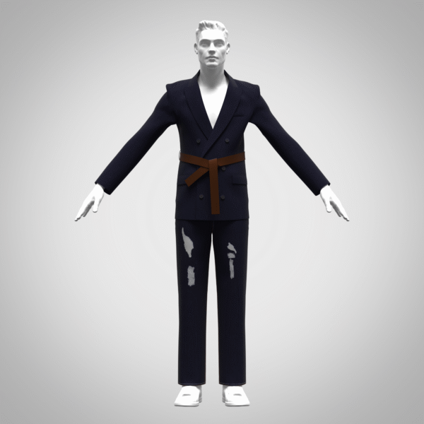 Mens Belted Suit Blazer Jacket Clothes 3D Model