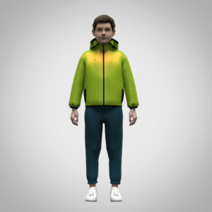 Snap Boys Reflective Hoodie Jacket 3D Model Clothing for Digital Youthwear