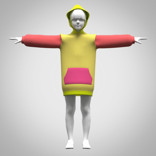 3D clothing model of amazing girls hoodie sweat dress