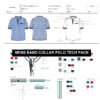 Mens Band Collar Polo Shirt Tech Pack