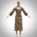 3d Model Womens cold shoulder Dress 3d clothing rigged model
