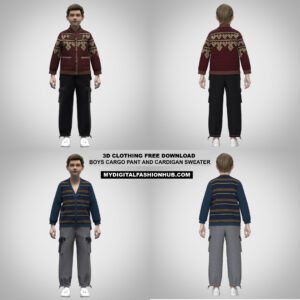 3D Clothing Free Download Boys Cardigan Sweate