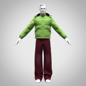 Men’s Padded Jacket & Baggy Pant 3D Clothing Set