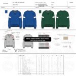 Mens sweatshirt tech pack template for apparel production