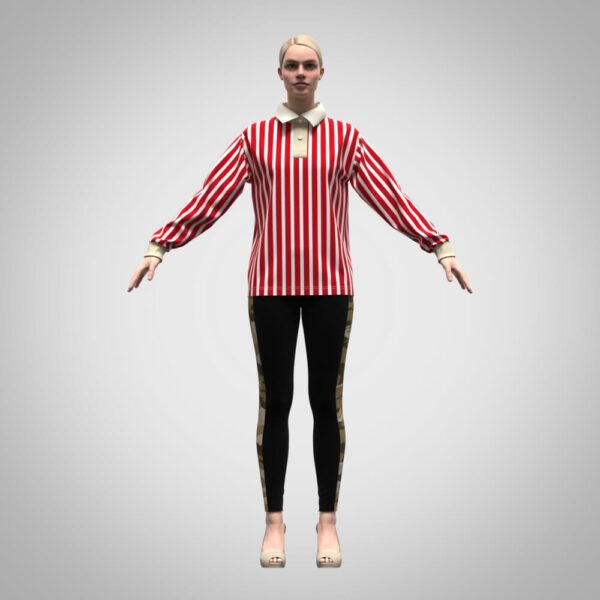 3d Model Womens Rugby polo realistic CLO 3D garment