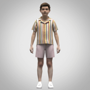 3d Model boys resort shirt and shorts set Digital Fashion CLO 3D & Marvelous Designer Compatible