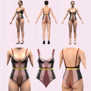womens bodysuit 3d model clo 3d