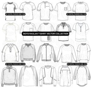 mens raglan tshirt vector technical flat