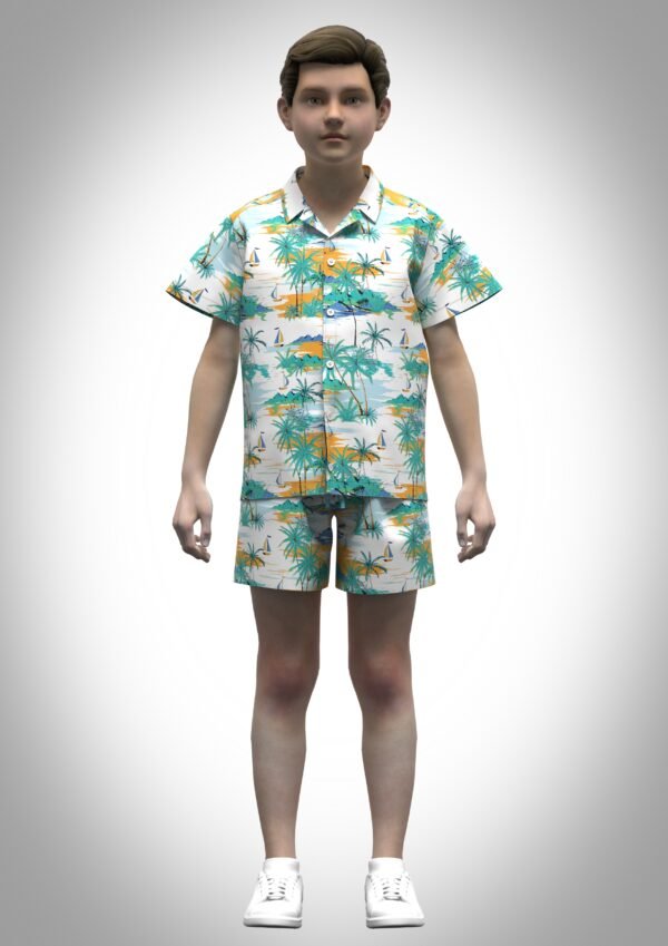 3d clothing Boys resort shirt and pant Digital Fashion CLO 3D & Marvelous Designer Compatible
