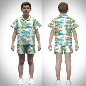 3d clothing Boys resort shirt and pant Digital Fashion CLO 3D & Marvelous Designer Compatible