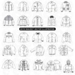 Boys shacket vector illustration front and back CAD drawing