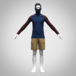 3d Model mens cargo pant and sport tshirt 3d clothing rigged model Digital Fashion CLO 3D & Marvelous Designer Compatible