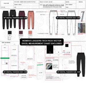 womens jogger tech pack Vector layout