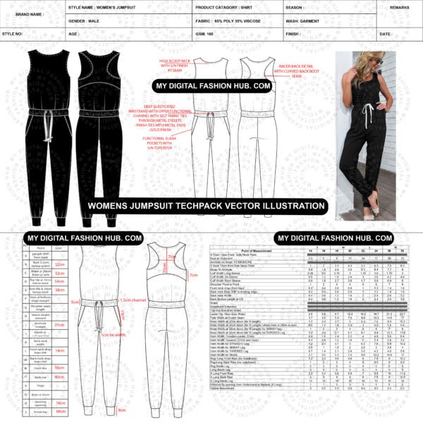 Women’s Jumpsuit Tech Pack Vector