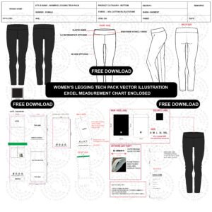 womens legging tech pack vector layout free downaload