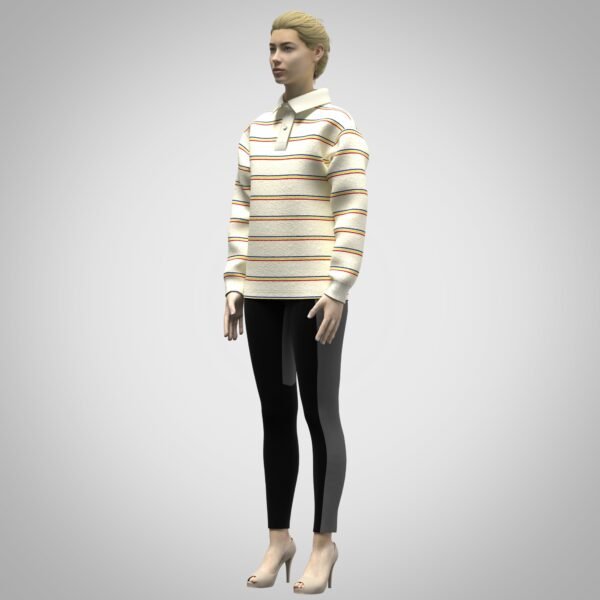 3d clothing Womens Rugby Polo Free Downlaod Digital Fashion CLO 3D & Marvelous Designer Compatible