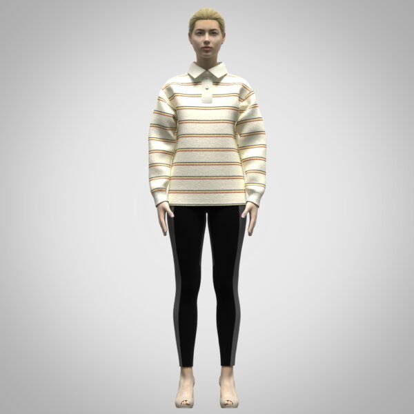 3d clothing Womens Rugby Polo Free Downlaod Digital Fashion CLO 3D & Marvelous Designer Compatible