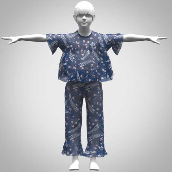 Girls top bottom set 3d clothing Digital Fashion CLO 3D & Marvelous Designer Compatible