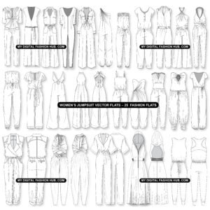 Womens jumpsuit Vector fashion flats set