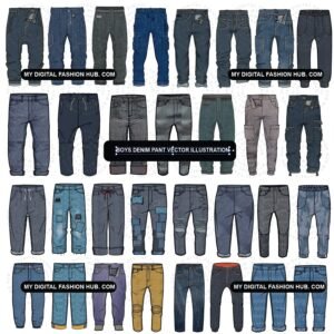 Boys denim pant vector Pack designs