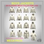 Boys Jacket 3D Clothing Pack for CLO3D and Marvelous Designer Puffer Hoodie Winter Jacket Bomber and Outerwear
