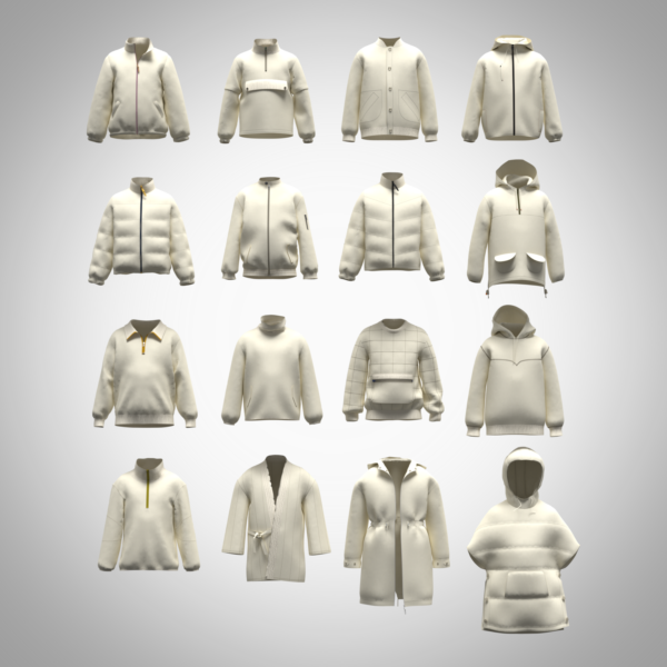 Boys Jacket 3D Clothing Pack for CLO3D and Marvelous Designer Puffer Hoodie Winter Jacket Bomber and Outerwear