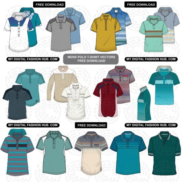 Polo shirt vector free downlaod for Professional Fashion & Textile Work