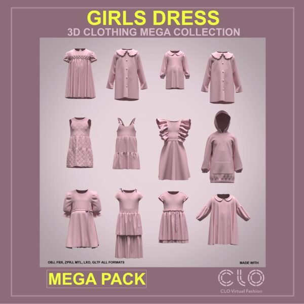 Girls Dress 3D Clothing Mega Pack