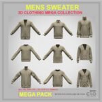 Mens sweater 3D Clothing Mega Pack featuring 9 high-quality sweater 3d mockup garments designed for professional digital fashion workflows.