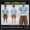 3d clothing boys shirt and pant. High-quality shirt and shorts garments designed for professional digital fashion workflows made with CLO3D and Marvelous Designer simulation.