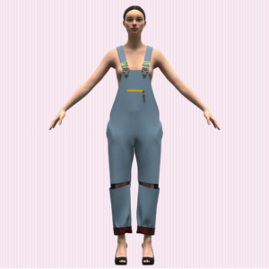 My digital fashion hub -The Ultimate Resource for Fashion Creators % mydigitalfashionhub.com womens overall 3d clothing is ideal for use in digital fashion showcases, animations, gaming, virtual fitting rooms, or fashion prototyping. The model is optimized with a low polycount, making it suitable for real-time applications.