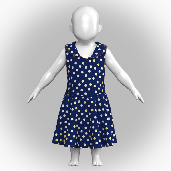 Baby dress 3d clothing low-poly 3d model This high-quality Baby dress 3d clothing is ideal for use in digital fashion showcases, animations, gaming, virtual fitting rooms, or fashion prototyping. The model is optimized with a low polycount, making it suitable for real-time applications. Key Features: Low polycount 3d Clothing – Optimized for fast rendering and game engines Realistic wash-effect textures – Includes exotic surface details. Normal maps – For enhanced depth and realism 2D CAD Pattern included – Perfect for actual garment production. Printable sewing pattern – Based on production standards. If anything missing just direct text me, I will be there for help. File formates : Zprj, Obj, FBX, MTL, LXO, DXF, PDF and also all in one file. Made with Clo Standalone. 2x1 Model inside.