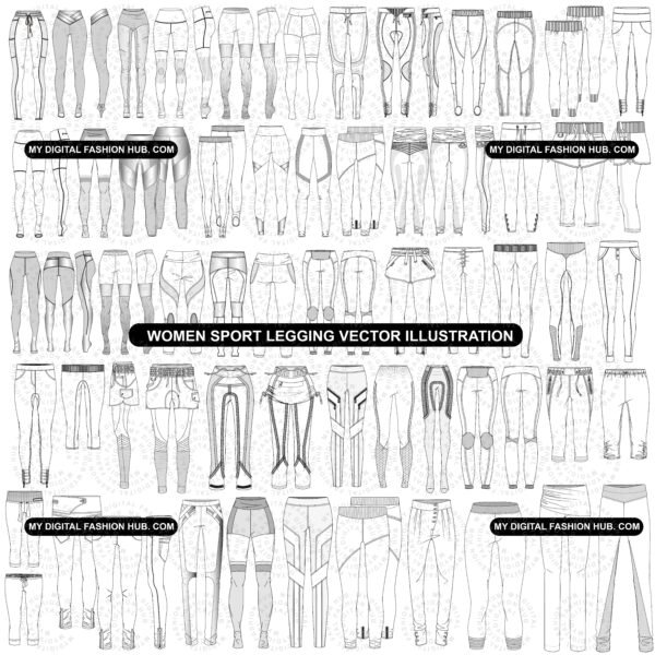 Womens Sport Legging Vector Pack –50 Design Asset