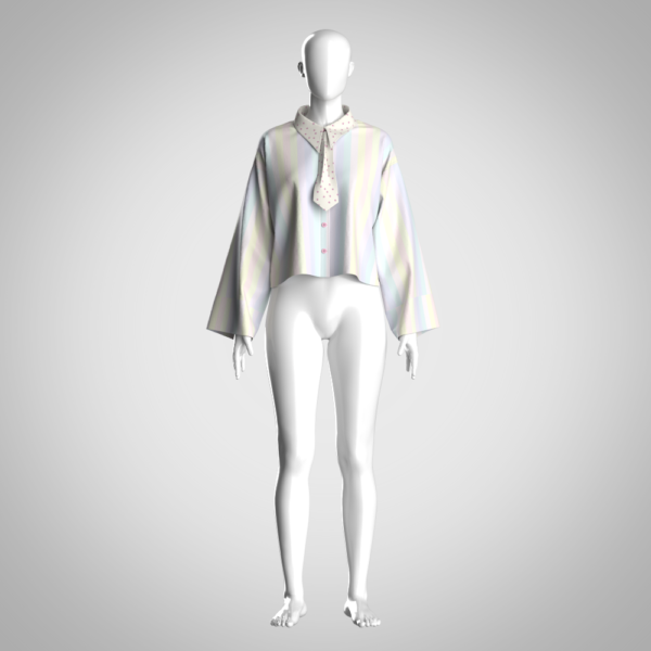 Womens tie neck shirt 3d clothing Low-poly 3D model