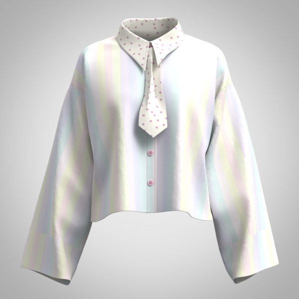 Womens tie neck shirt 3d clothing Low-poly 3D model